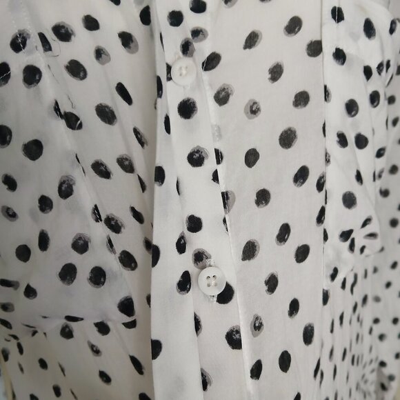 Anthropologie Cloth & Stone Tavira Polka Dot Blouse Black & White Size Small - Picture 4 of 9